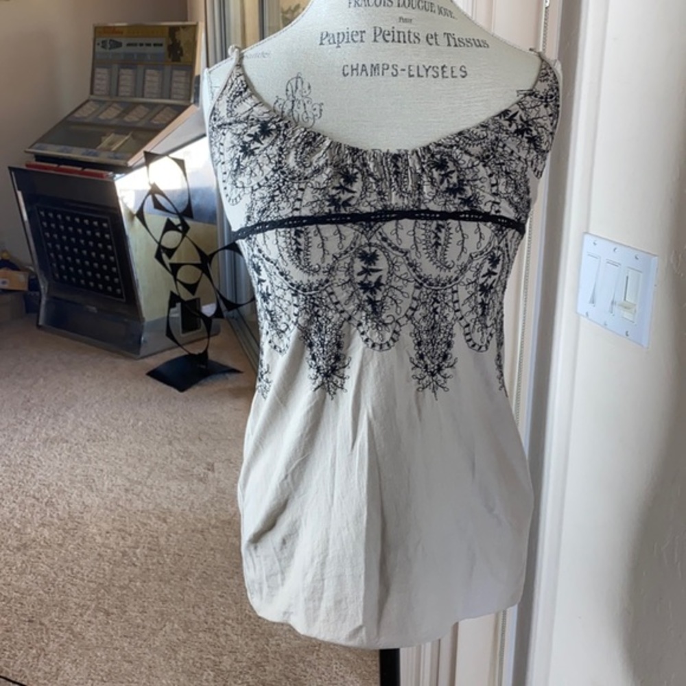 Language of Love Taupe Black Adjustable Tank S